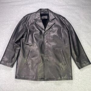 **Robert Phillipe NY Black Lamb Leather Button Up Coat W/ Zip In Lining XL
